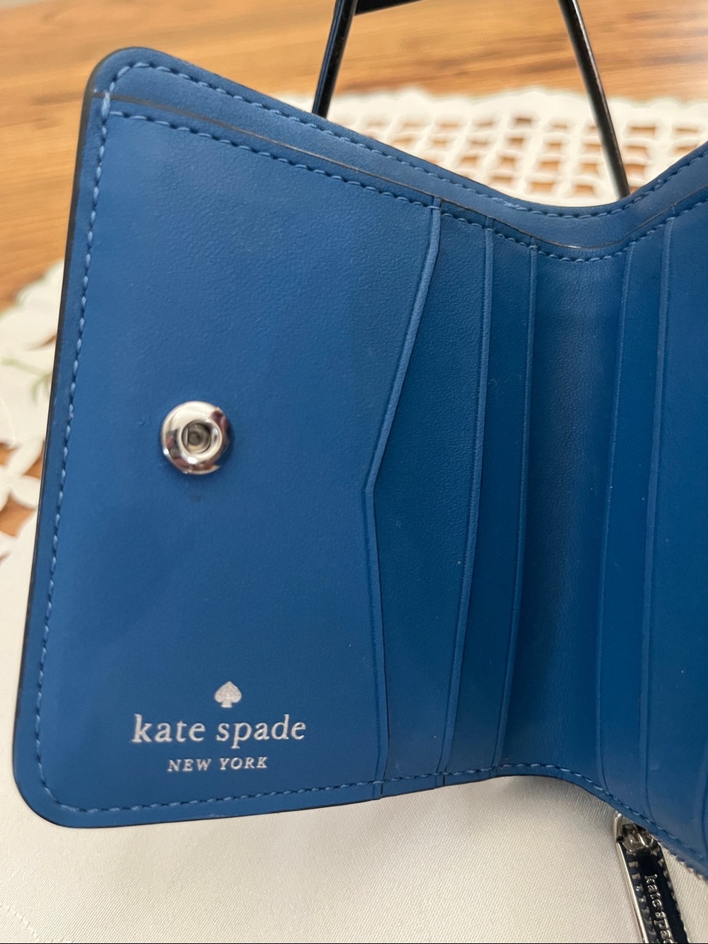 kate spade Blue Polar Bear Compact Zip Wallet - Picture 6 of 8